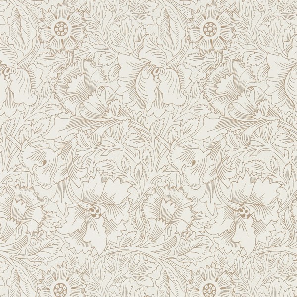 Pure Poppy Cream/Gold Wallpaper by Morris & Co