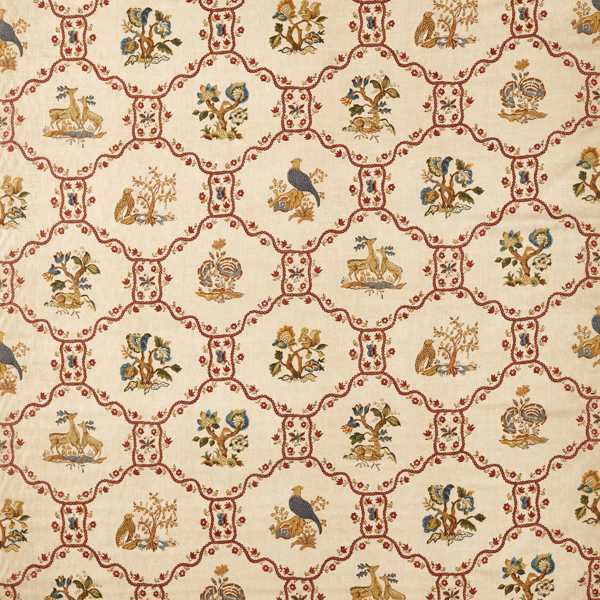 Partridge & Pear Fig/Wheat Fabric by Sanderson