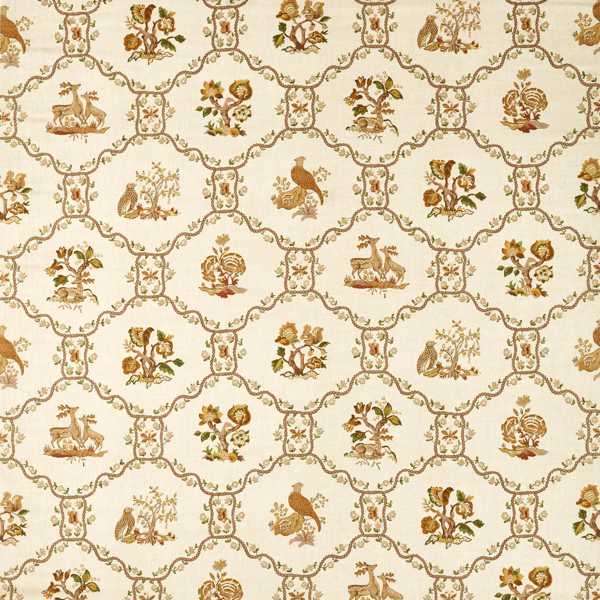 Partridge & Pear Walnut/Harvest Fabric by Sanderson