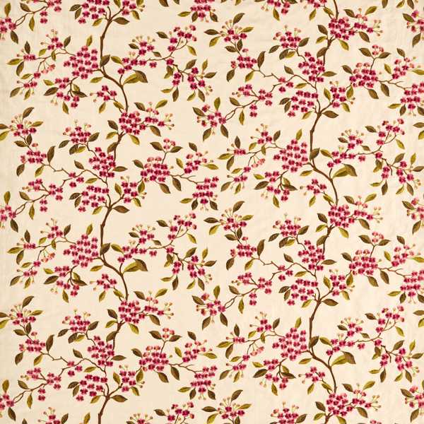 Damson Blossom Madder/Olive Fabric by Sanderson