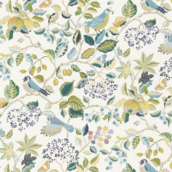 Birds & Berries Southwold Blue Fabric by Sanderson