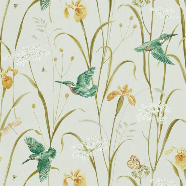 Kingfisher & Iris Teal/Amber Fabric by Sanderson