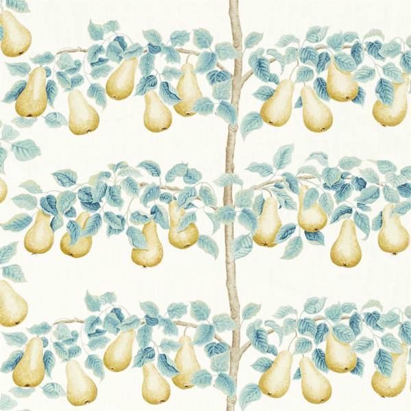 Perry Pears Gold/Aqua Fabric by Sanderson