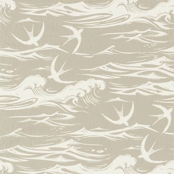 Swallows At Sea Linen Fabric by Sanderson