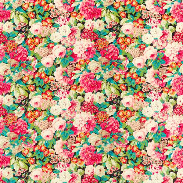 Rose & Peony Cerise/ Veridian Fabric by Sanderson