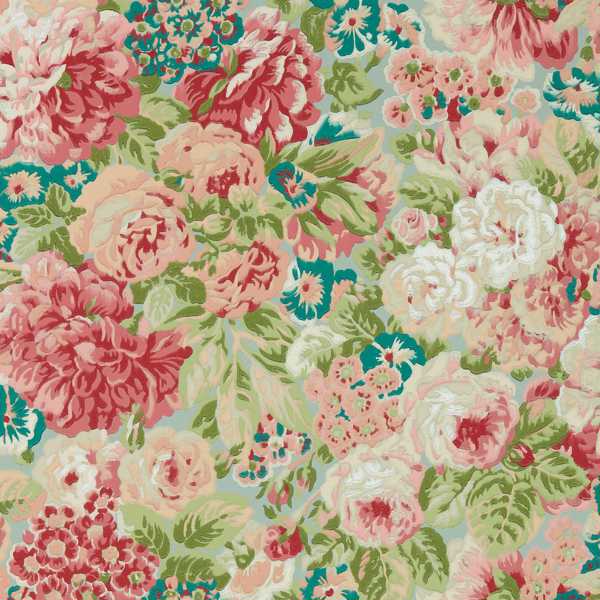 Rose and Peony Blue Clay/Carmen Lt Wallpaper by Sanderson