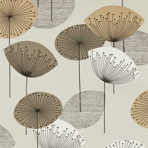 Dandelion Clocks Metallic/Smoke Tree Wallpaper by Sanderson