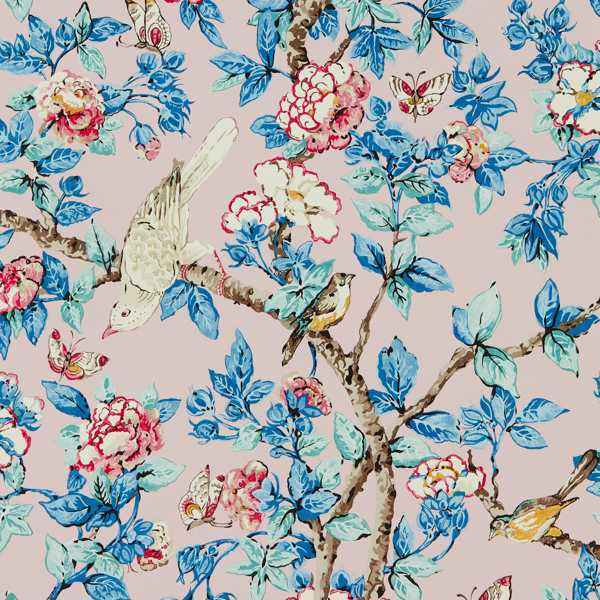 Caverley Rose/French Blue Wallpaper by Sanderson