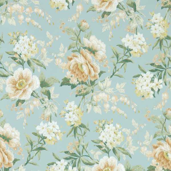 Olivia Sky Mist/Tan Wallpaper by Sanderson