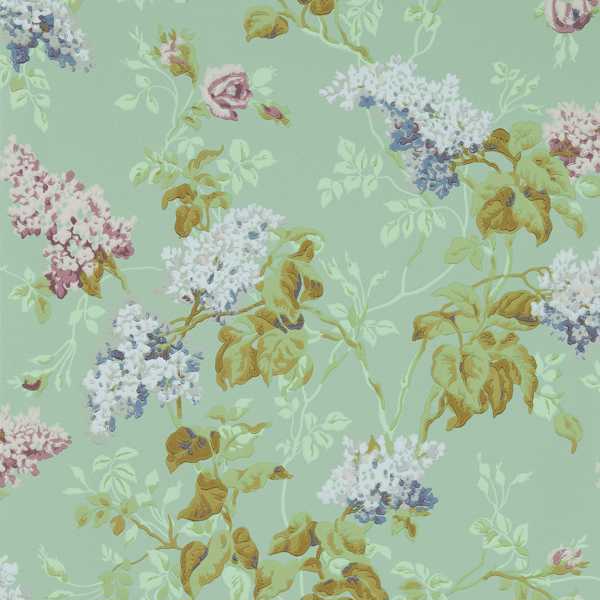 Sommerville Mint/Plum Wallpaper by Sanderson