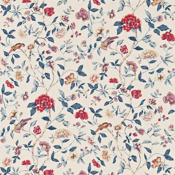 Sissinghurst Indigo/Ruby Fabric by Sanderson