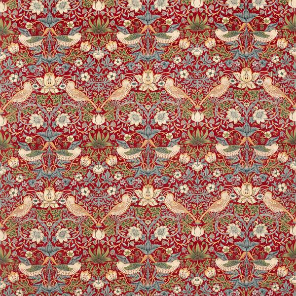 Strawberry Thief Velvet Crimson/Slate Fabric by Morris & Co