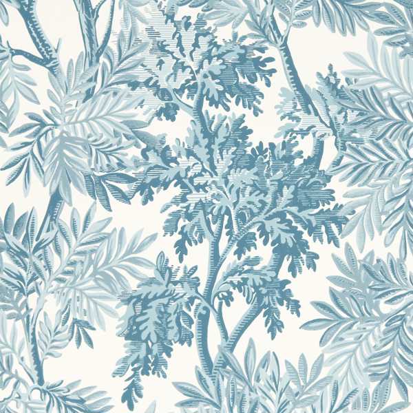 Tapestry Trees Pottery Blue Wallpaper by Sanderson