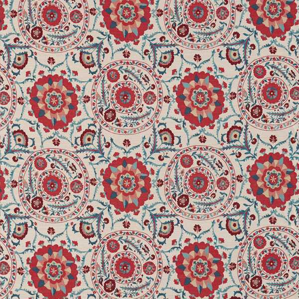 Anthos Red/Indigo Fabric by Sanderson