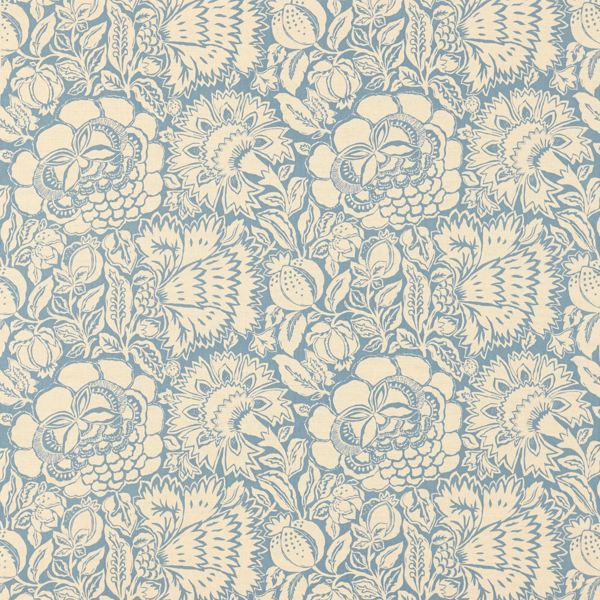 Poppy Damask Indigo/Natural Fabric by Sanderson