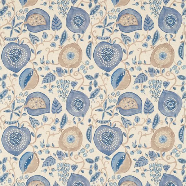 Peas & Pods Indigo/Linen Fabric by Sanderson
