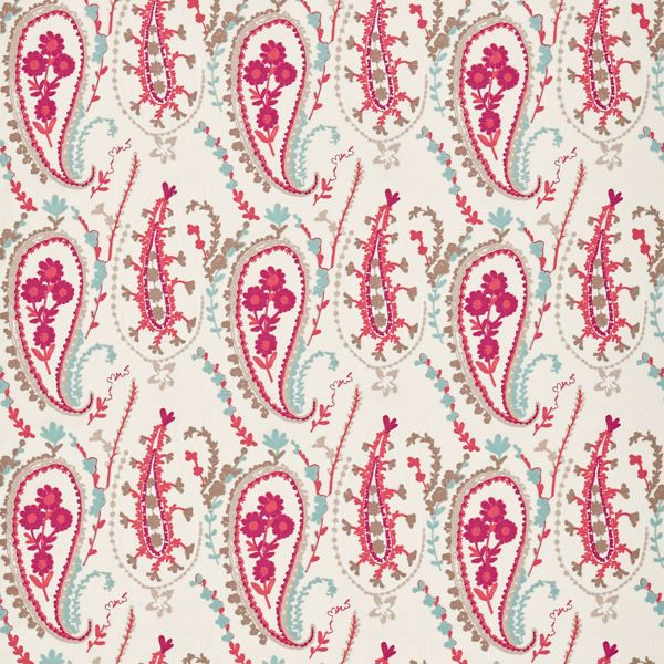 Jamila Coral/Aqua Fabric by Sanderson