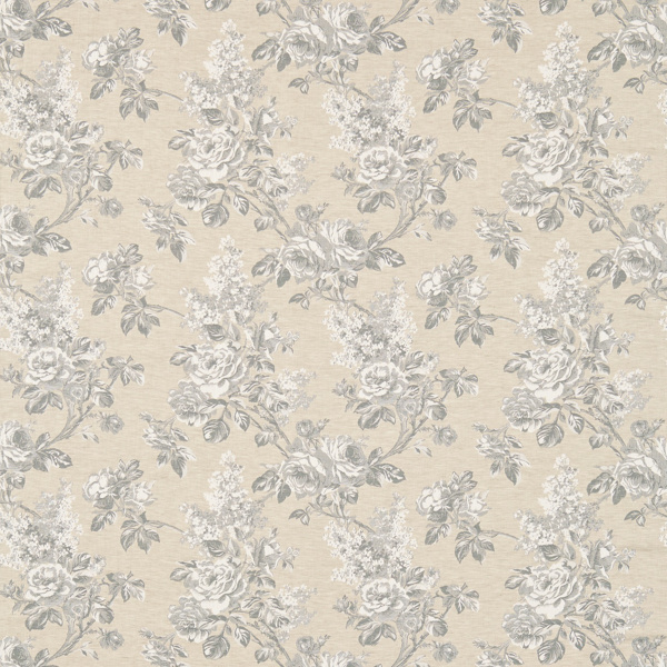 Sorilla Damask Silver/Linen Fabric by Sanderson