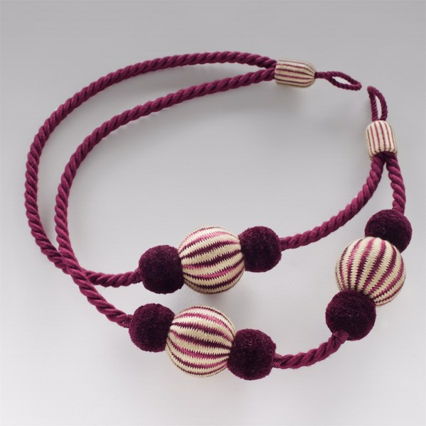 Pom Pom Tieback Aubergine/Sand Trimmings Sanderson by Sanderson Design