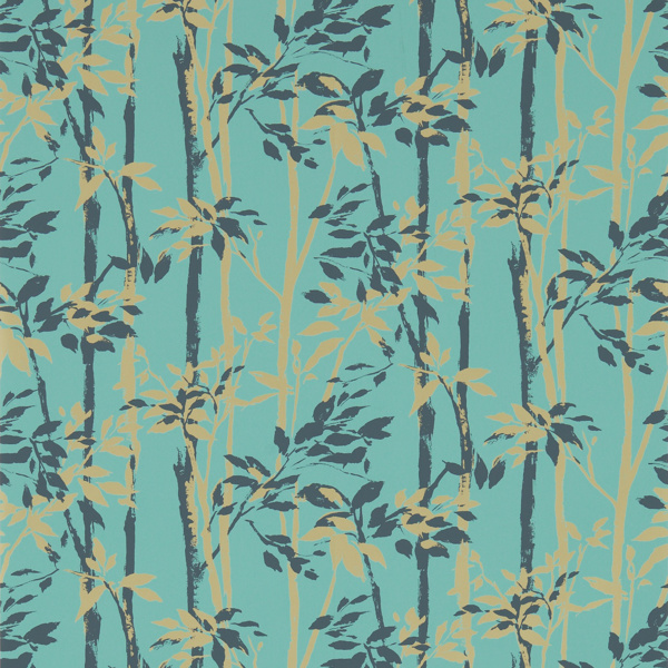 Beechgrove Teal Gold Wallpaper by Sanderson