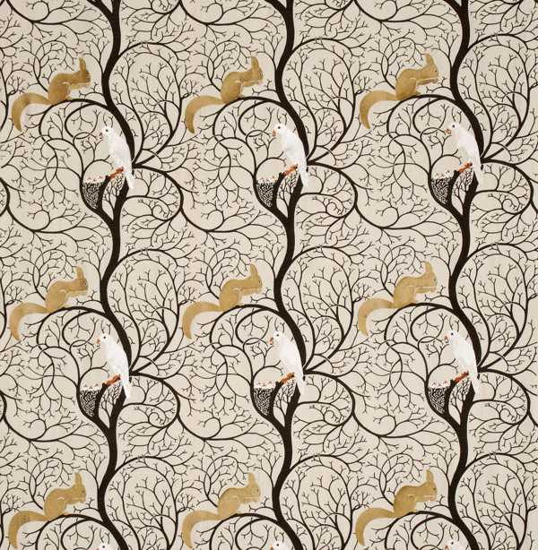 Squirrel & Dove Linen/Ivory Fabric by Sanderson