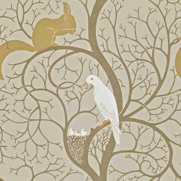 Squirrel & Dove Linen/Ivory Wallpaper by Sanderson