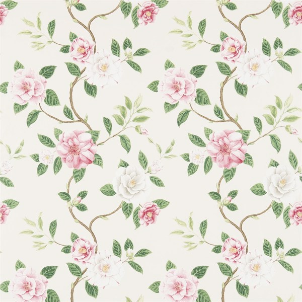 Christabel Coral/Ivory Fabric by Sanderson