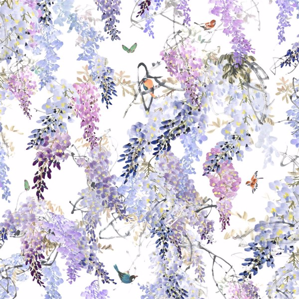 Wisteria Falls Panel B Lilac Wallpaper by Sanderson