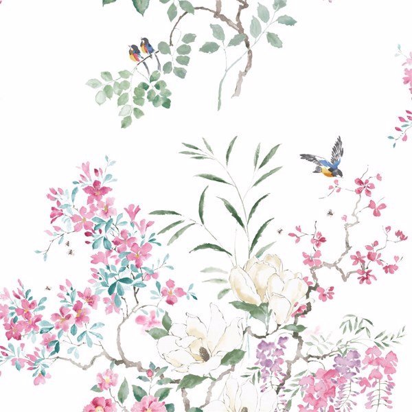 Magnolia & Blossom Panel Blossom/Leaf Wallpaper by Sanderson
