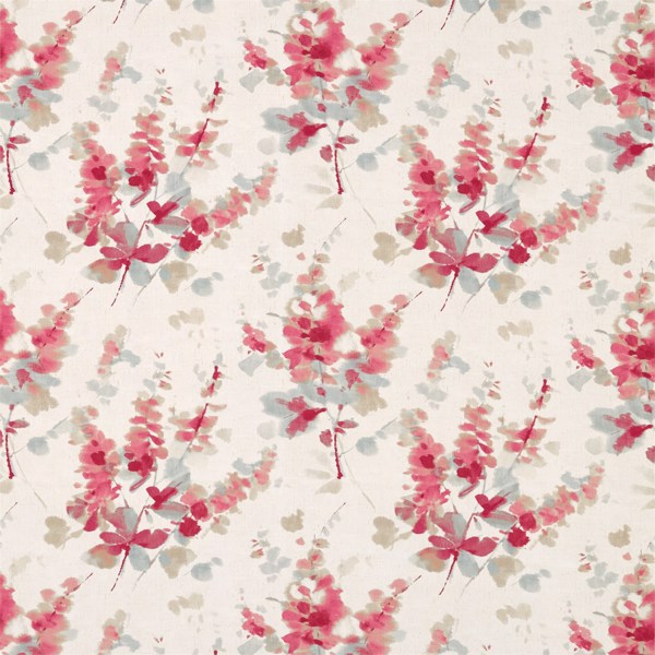 Delphiniums Coral Fabric by Sanderson