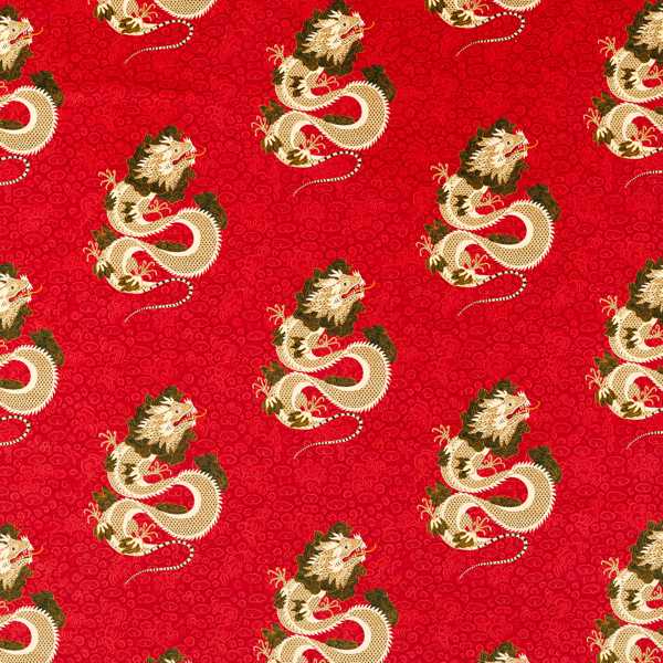 Water Dragon Cinnabar Red Fabric by Sanderson