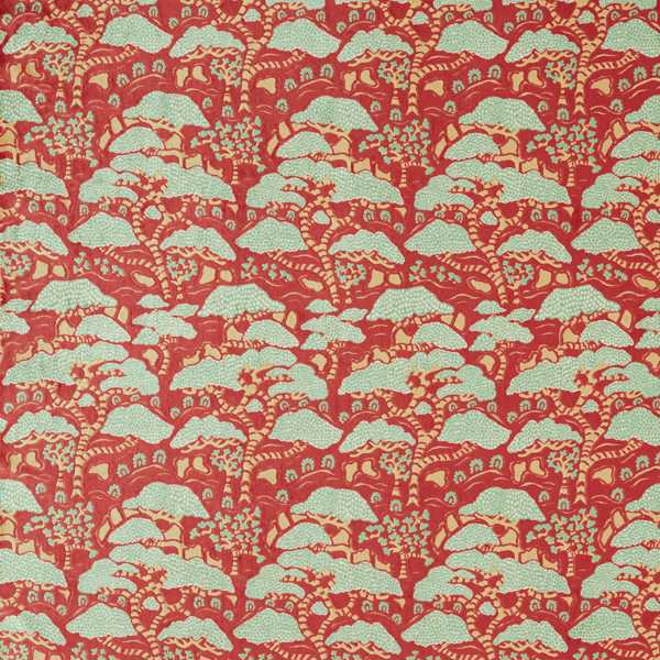 Bonsai & Gingko Ruby Fabric by Sanderson