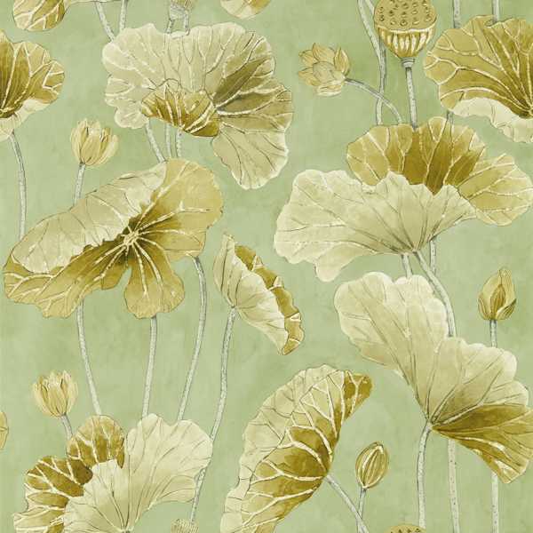 Lotus Leaf Oriental Green/ Olive Wallpaper by Sanderson