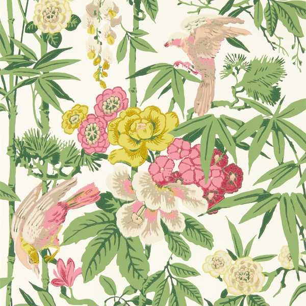 Bamboo & Birds Scallion Green Wallpaper by Sanderson