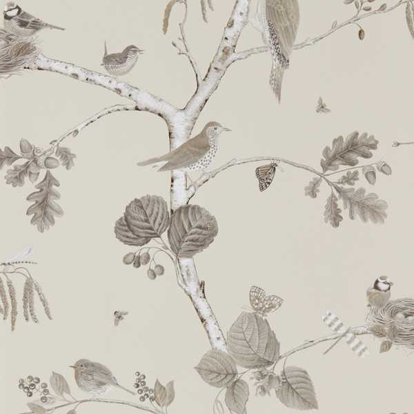 Woodland Chorus Sepia/Neutral Wallpaper by Sanderson