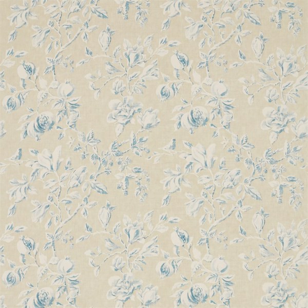 Magnolia & Pomegranate Parchment/Sky Blue Fabric by Sanderson