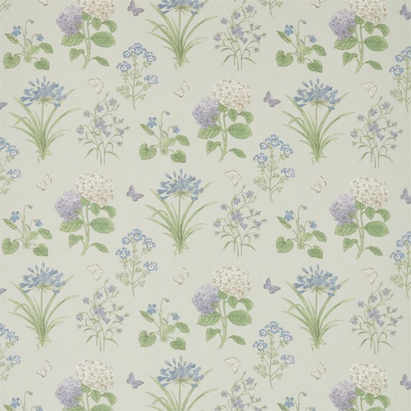 Harebells & Violets Sorrel/Sky Blue Fabric by Sanderson