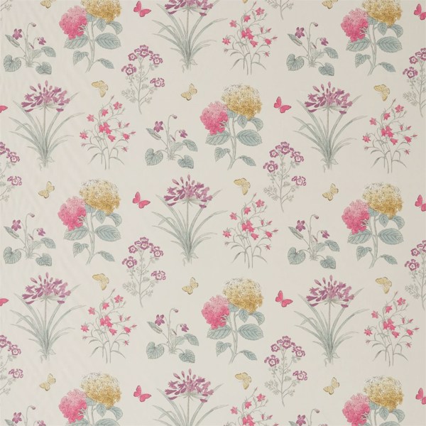 Harebells & Violets Peony/Bayleaf Fabric by Sanderson