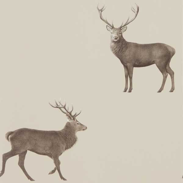 Evesham Deer Birch Wallpaper by Sanderson