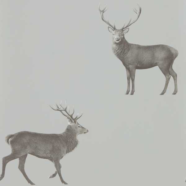 Evesham Deer Silver Grey Wallpaper by Sanderson