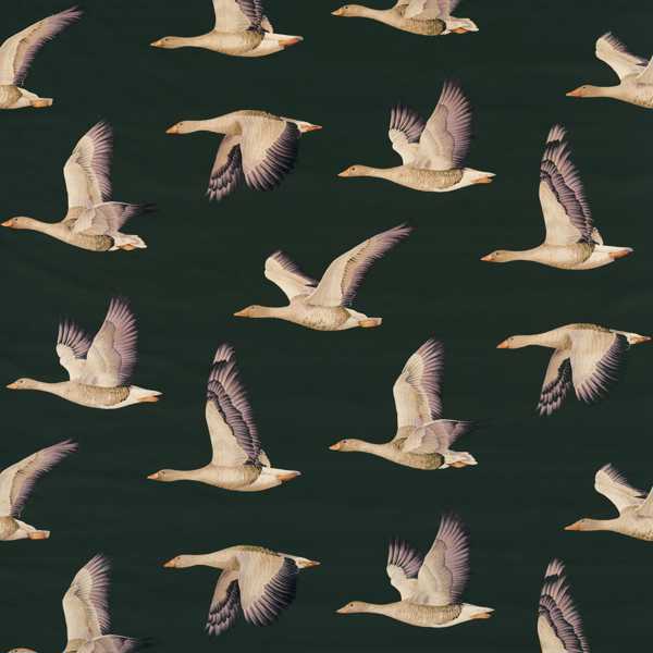 Elysian Geese Forest/Fig Fabric by Sanderson