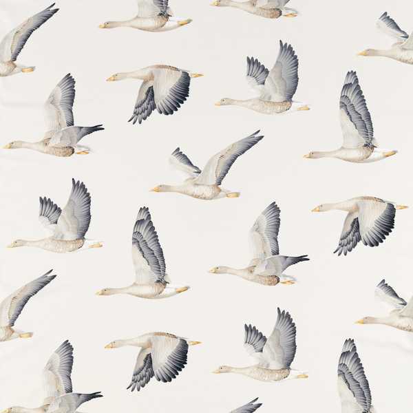 Elysian Geese Silver/Chalk Fabric by Sanderson