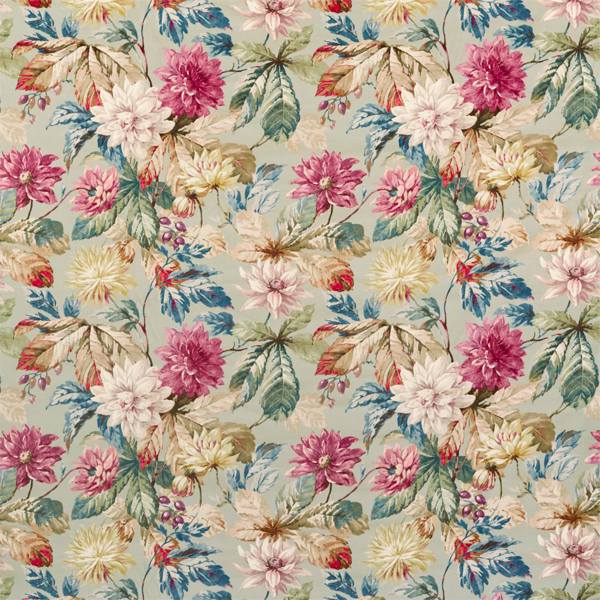 Dahlia & Rosehip Velvets Mulberry/Grey (Velvet) Fabric by Sanderson