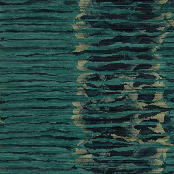 Anthology Ripple Stripe Emerald/Kingfisher Wallpaper by Harlequin