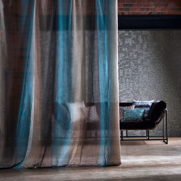 Anthology Stria Stone / Charcoal / Jade Fabric by Harlequin
