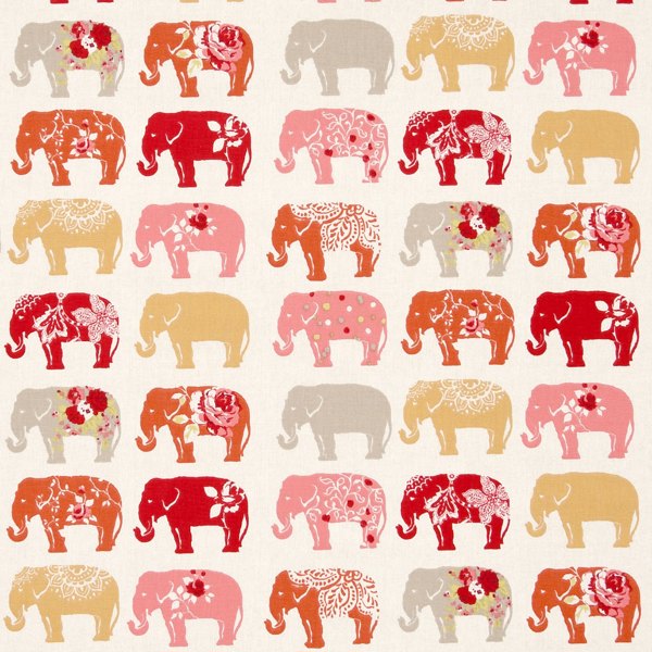 Elephants Spice Fabric by Clarke & Clarke