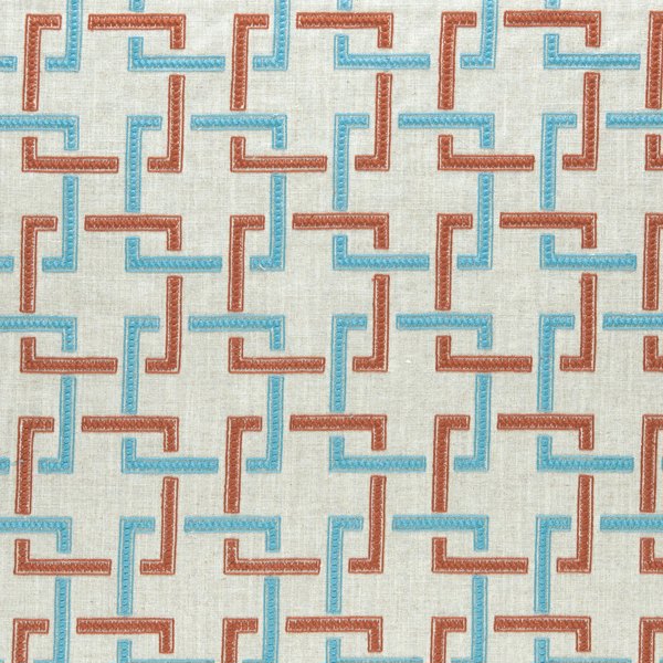 Sekai Cinnabar/Aqua Fabric by Clarke & Clarke