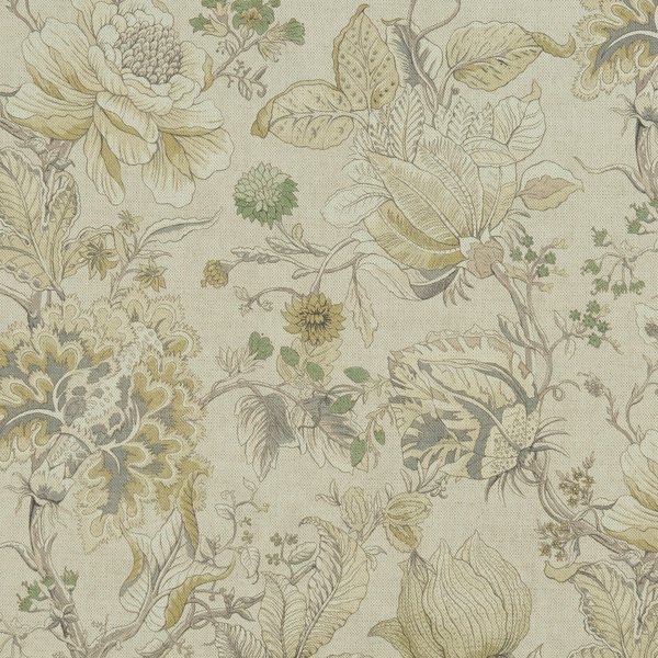 Sissinghurst Citron/Natural Fabric by Clarke & Clarke