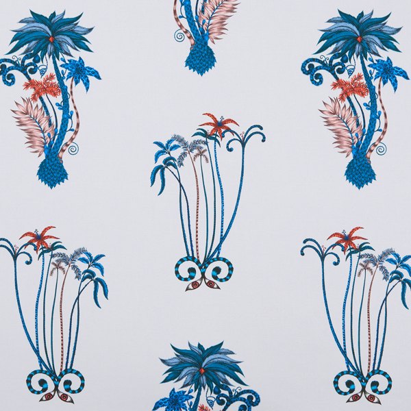 Jungle Palms Blue Fabric by Clarke & Clarke