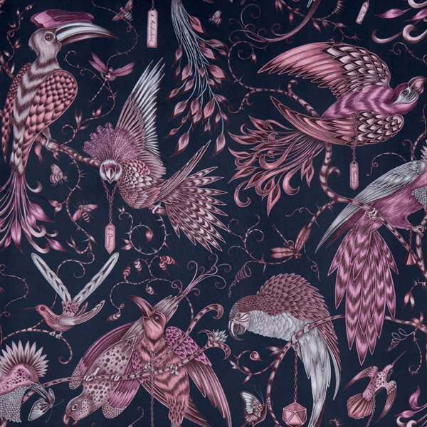 Audubon Velvet Pink Fabric by Clarke & Clarke
